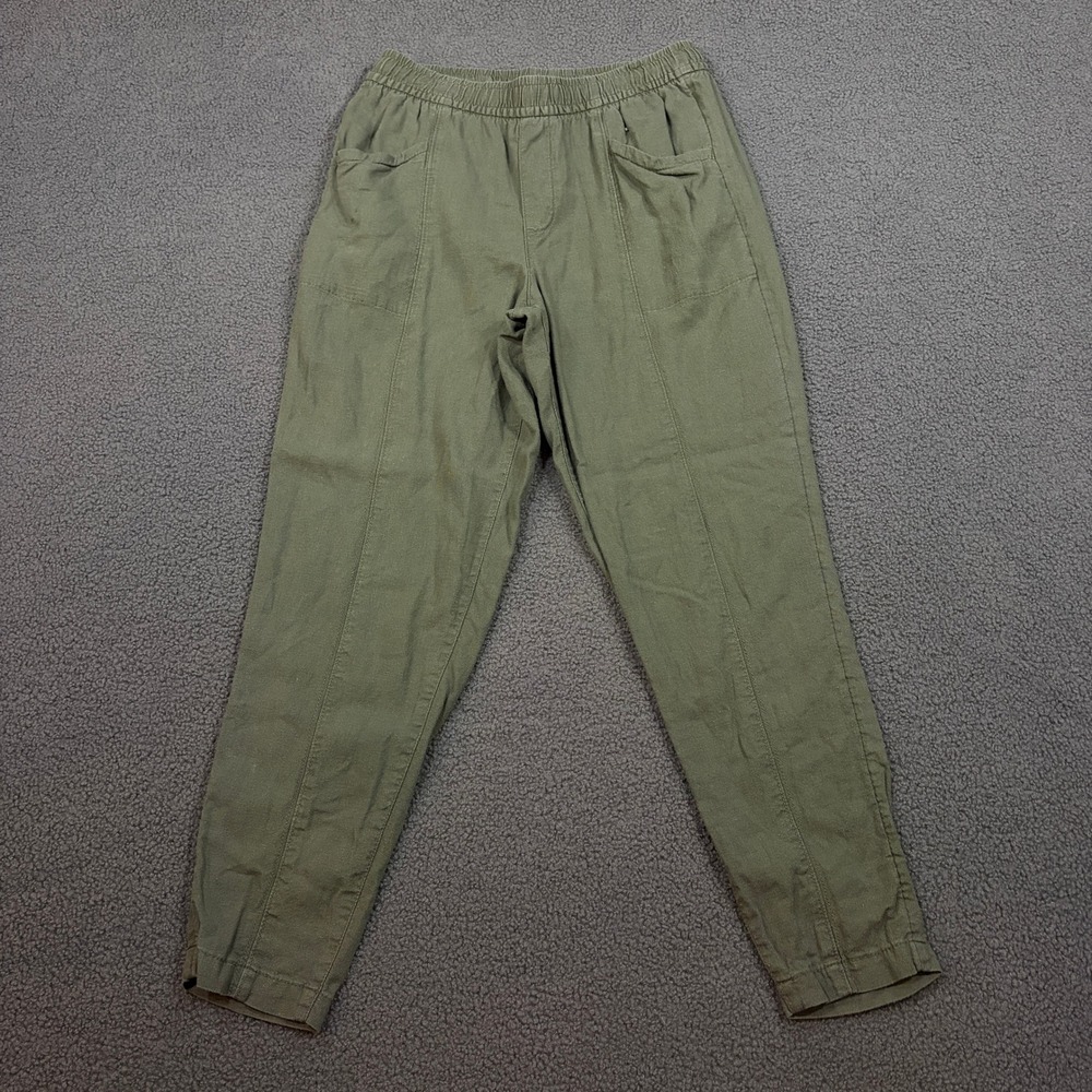 Old Navy Pants Womens XS Green HR Linen Crop Arugula High Rise Tapered 791987-02